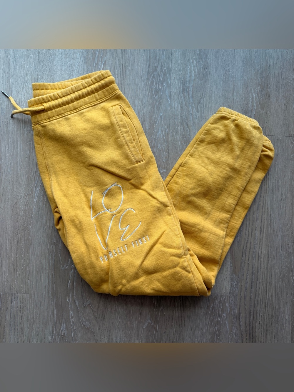LYF Love Yourself First yellow jogger sweatpants